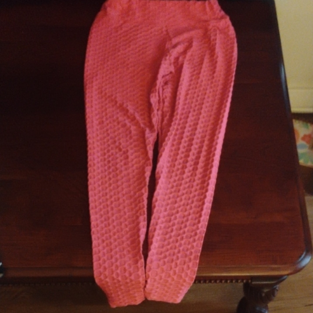 Pink Textured Leggings